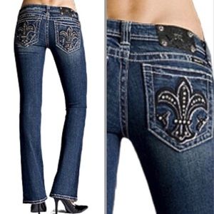 Miss me 27 gothic fleur de lis bootcut jeans 0837